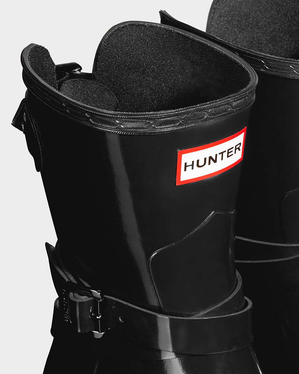 Hunter Refined Adjustable Gloss Short Rain Boots - Store Womens Black - MCWSFP309